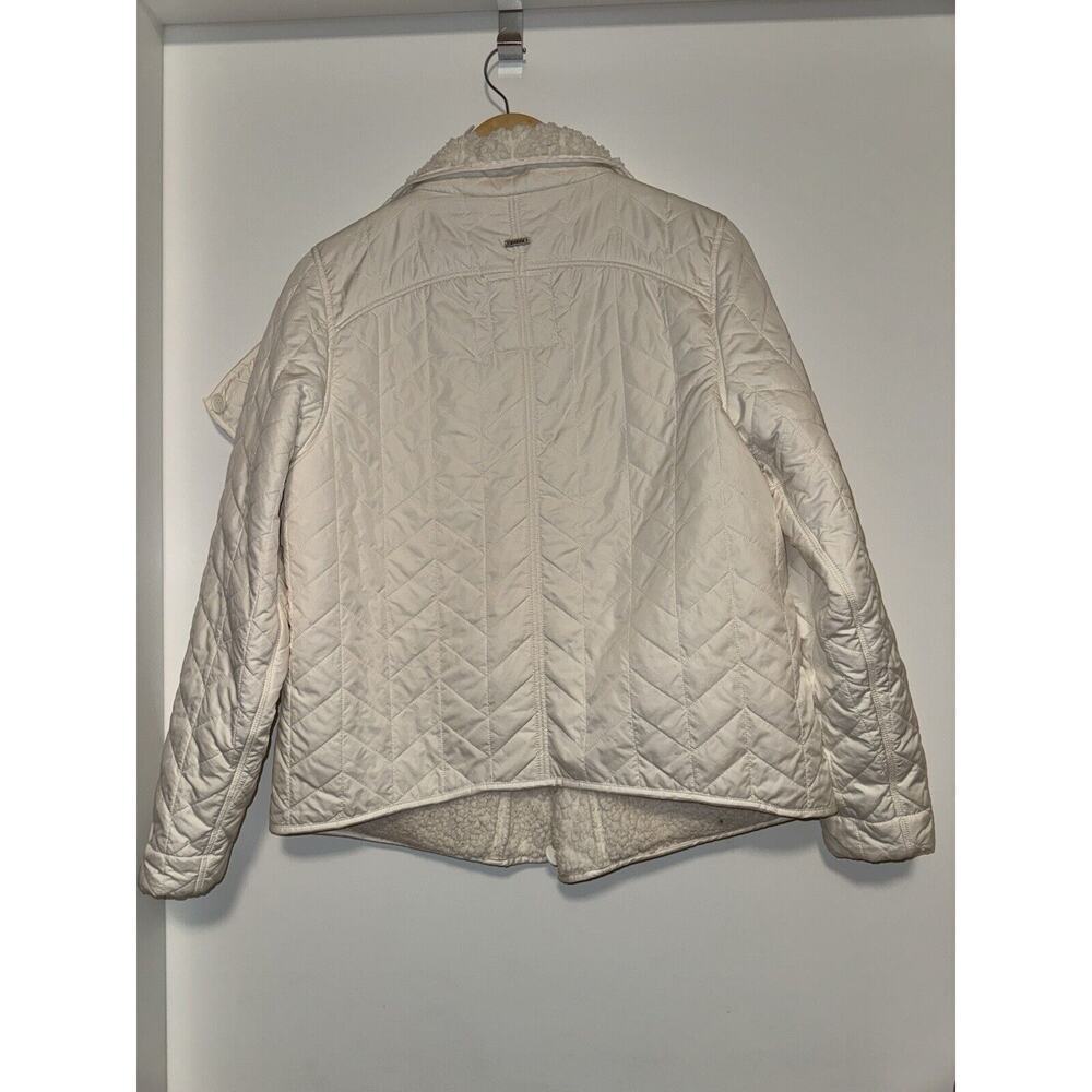 PRANA Womens Sherpa Fleece Lined Diva Puffer Jacket Asymmetric Zip Ivory LARGE - Picture 7 of 7